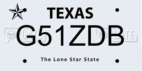 G51ZDB Texas License Plate