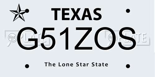 G51ZOS Texas License Plate