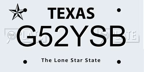 G52YSB Texas License Plate