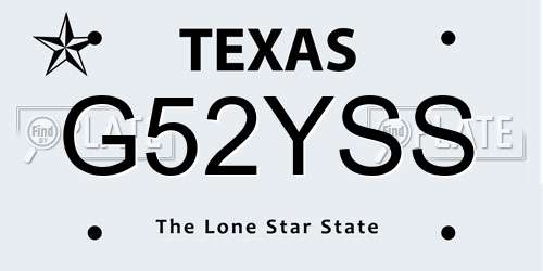 G52YSS Texas License Plate