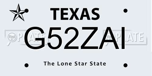 G52ZAI Texas License Plate