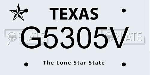 G5305V Texas License Plate