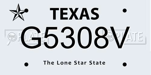 G5308V Texas License Plate