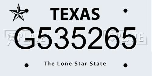 G535265 Texas License Plate