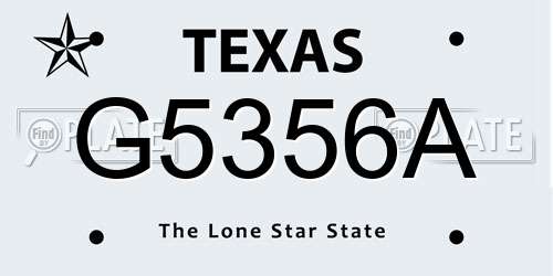 G5356A Texas License Plate