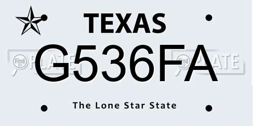 G536FA Texas License Plate