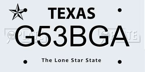 G53BGA Texas License Plate
