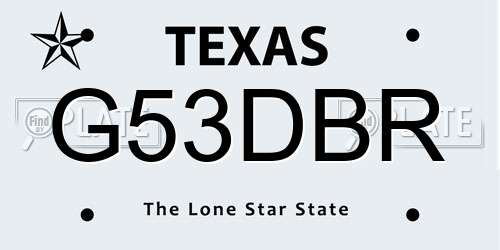 G53DBR Texas License Plate