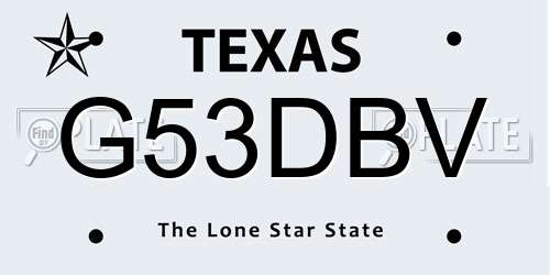 G53DBV Texas License Plate