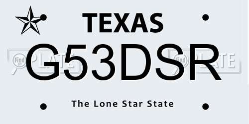 G53DSR Texas License Plate