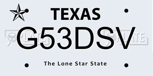 G53DSV Texas License Plate