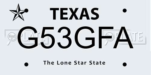 G53GFA Texas License Plate