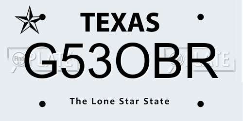 G53OBR Texas License Plate