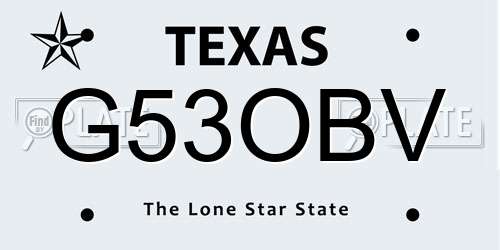 G53OBV Texas License Plate