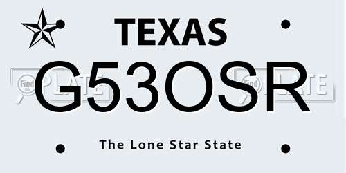 G53OSR Texas License Plate