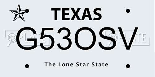 G53OSV Texas License Plate