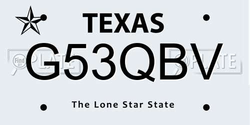 G53QBV Texas License Plate