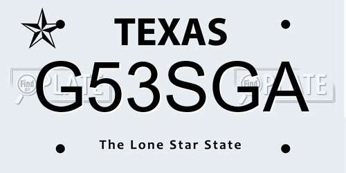 G53SGA Texas License Plate