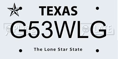 G53WLG Texas License Plate