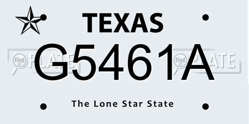 G5461A Texas License Plate