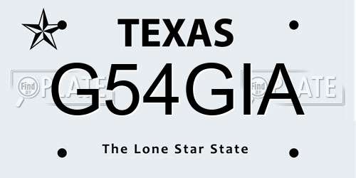 G54GIA Texas License Plate