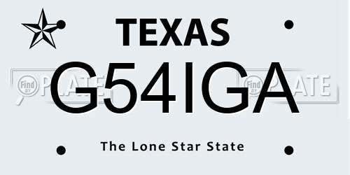 G54IGA Texas License Plate