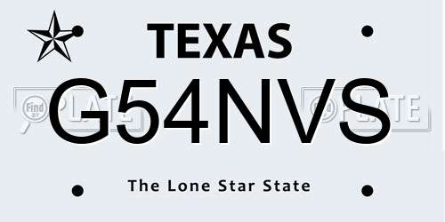 G54NVS Texas License Plate