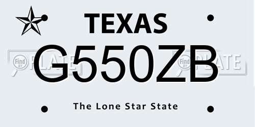 G550ZB Texas License Plate