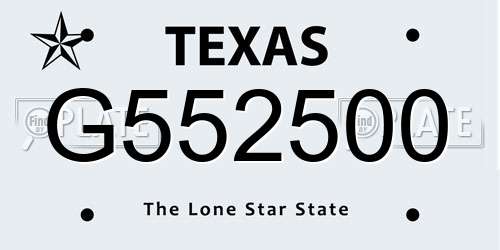 G552500 Texas License Plate