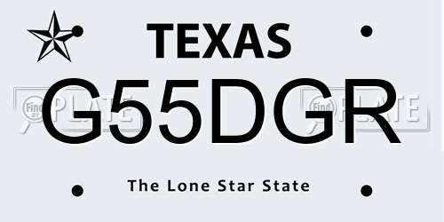 G55DGR Texas License Plate