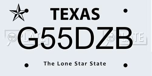 G55DZB Texas License Plate