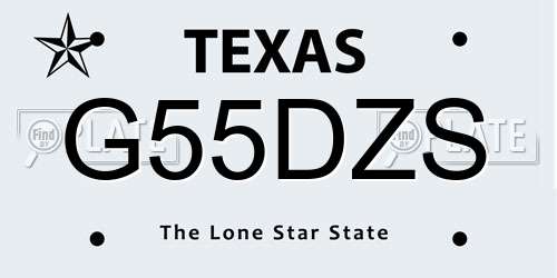 G55DZS Texas License Plate