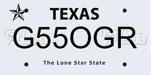 G55OGR Texas License Plate