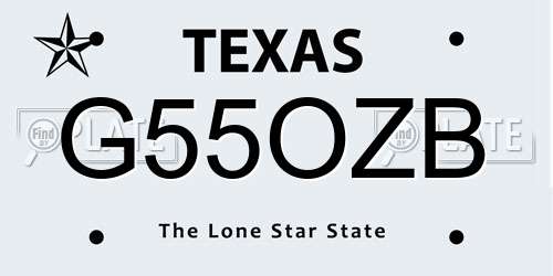 G55OZB Texas License Plate