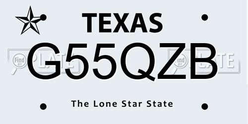 G55QZB Texas License Plate