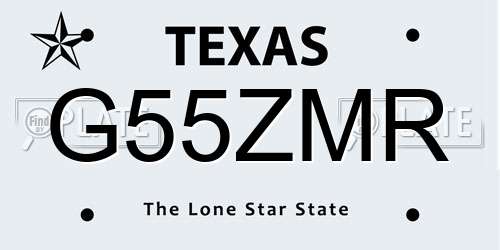 G55ZMR Texas License Plate