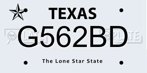 G562BD Texas License Plate