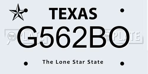 G562BO Texas License Plate