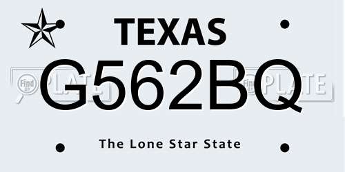 G562BQ Texas License Plate