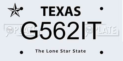 G562IT Texas License Plate