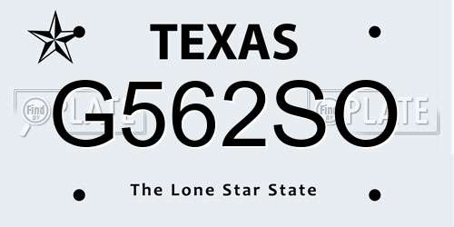 G562SO Texas License Plate