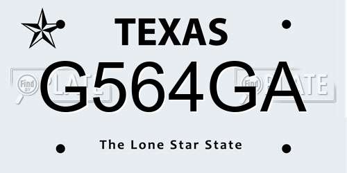 G564GA Texas License Plate