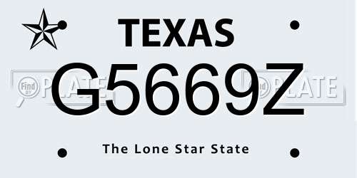 G5669Z Texas License Plate