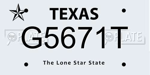 G5671T Texas License Plate