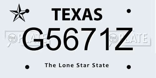 G5671Z Texas License Plate