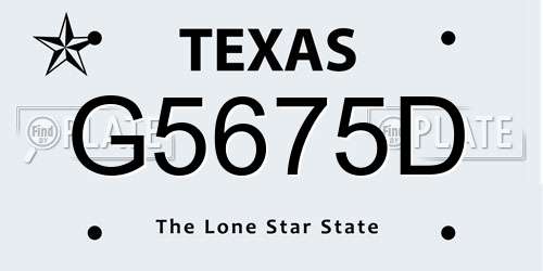 G5675D Texas License Plate