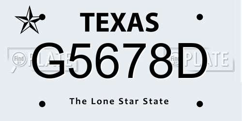 G5678D Texas License Plate
