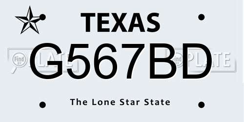 G567BD Texas License Plate