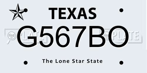 G567BO Texas License Plate