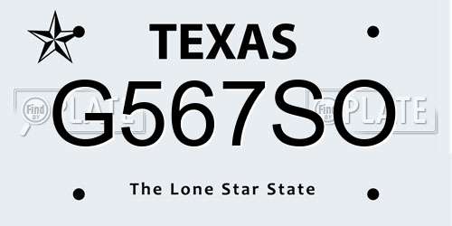 G567SO Texas License Plate